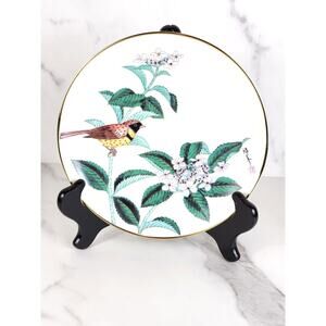 Satsuma Hydrangea & Yellow Breasted Bunting June's Creation 7 1/2" Plate Japan